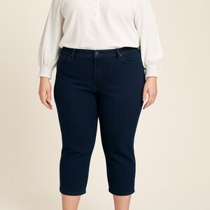 Encore by Idina Menzel Cropped Stretch Jeans‎ Blue Denim 16P Petite